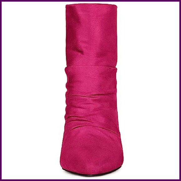 Pointy Toe Stiletto Ankle Boots with Back Zipper, Faux Suede - Picture 4 of 8